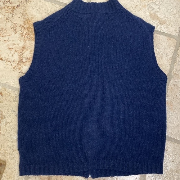 Mens sweater vest Sz XL Lambswool zip up zip down. Unisex Navy blue Vintage warm - Picture 2 of 10